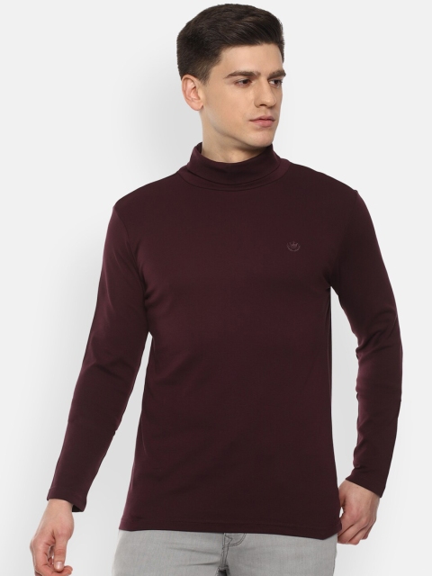 

Luxure by Louis Philippe Men Maroon High Neck Slim Fit T-shirt