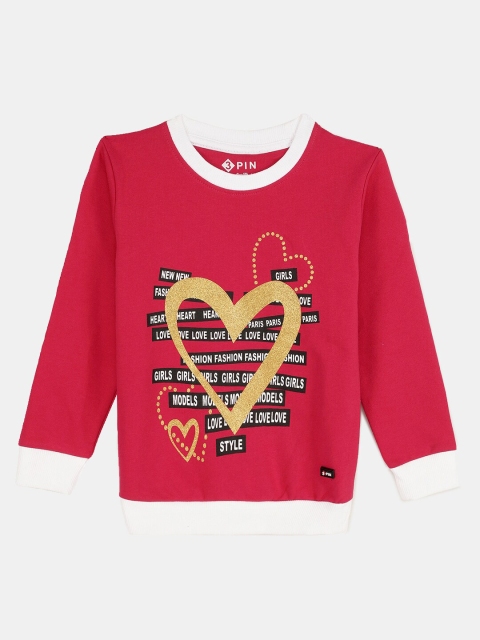 

Hopscotch Girls Pink Printed Sweatshirt