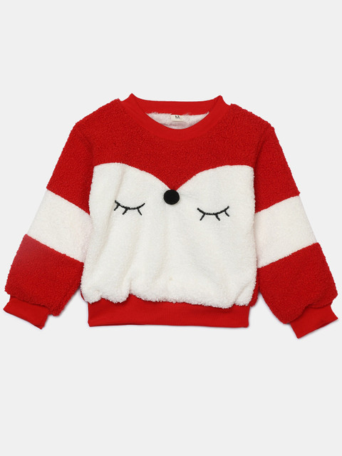 

Hopscotch Girls Red & White Colourblocked Sweatshirt