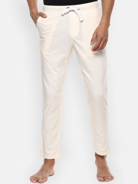 

Louis Philippe Jeans Men Cream-Coloured Solid Lounge Pants