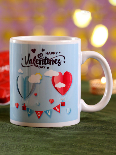 

Ferns N Petals Blue & Red Printed Ceramic Glossy Mug and Bowl Set of Cups and Mugs