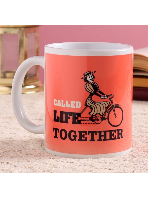 

Ferns N Petals Pink & Black Printed Ceramic Matte Mug