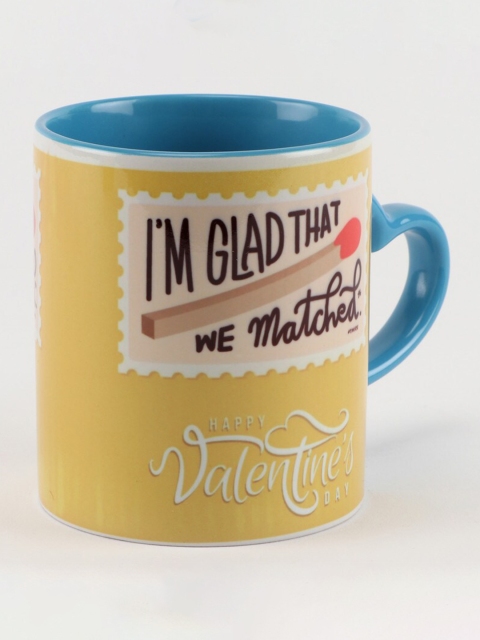 

Ferns N Petals Tan & Blue Printed Ceramic Matte Mugs