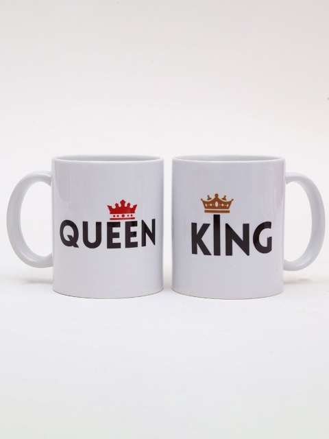 

Ferns N Petals Set Of 2 White & Black Text or Slogans Printed Ceramic Glossy Mugs
