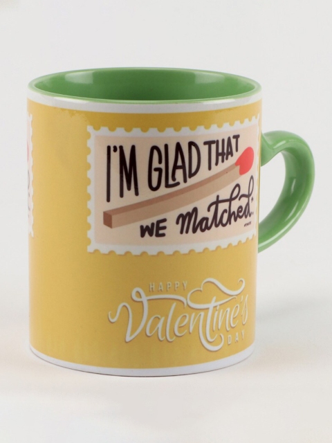 

Ferns N Petals Orange & Green Printed Ceramic Matte Mug and Bowl Set of Cups and Mugs