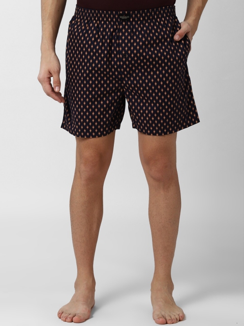 

PETER ENGLAND Men Navy Blue & Orange Printed Pure Cotton Boxers PI52099806