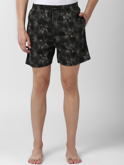 

PETER ENGLAND Men Olive & Black Printed Pure Cotton Boxers PI52099811