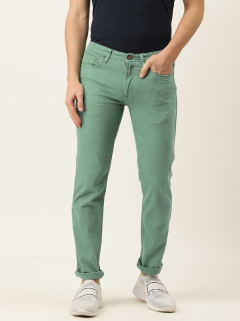 

PETER ENGLAND UNIVERSITY Men Green Super Slim Fit Chinos Trousers