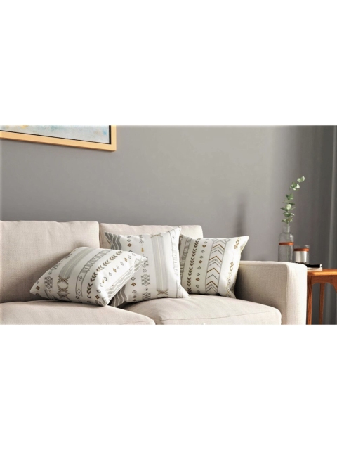

URBAN SPACE Set of 3 Grey Printed Square Pre Filled Cushions