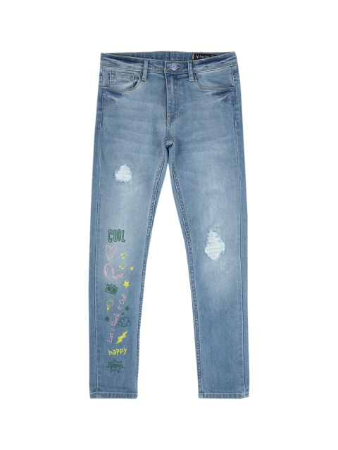 

Allen Solly Junior Boys Blue Skinny Fit Highly Distressed Heavy Fade Jeans