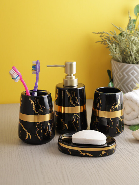 

House Of Accessories Black Set Of 4 Bathroom Accessories