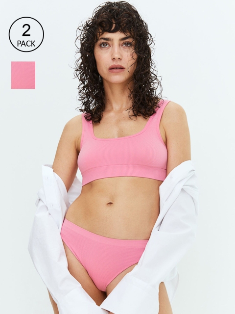 

H&M Women 2-Pack Seamless Bikini Briefs, Pink