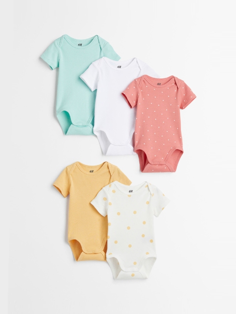 

H&M Girls White & Pink 5-Pack Short-Sleeved Bodysuits