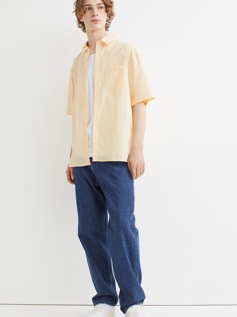 

H&M Men Yellow Relaxed Fit Short-Sleeved Shirt