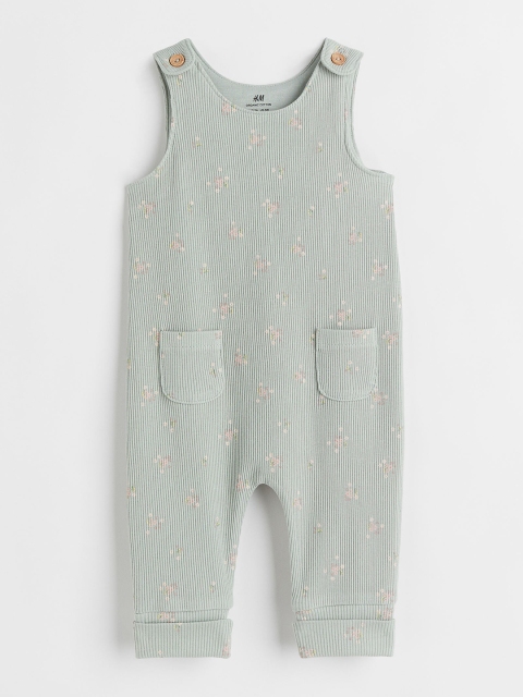 

H&M Girls Green & Yellow Floral Print Sleeveless Romper Suit