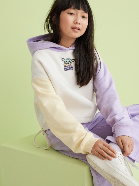 

H&M Girls White & Lavender Appliqued Oversized Hoodie
