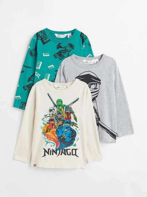 

H&M Boys Multicoloured 3-Pack Printed Jersey Tops, Multi