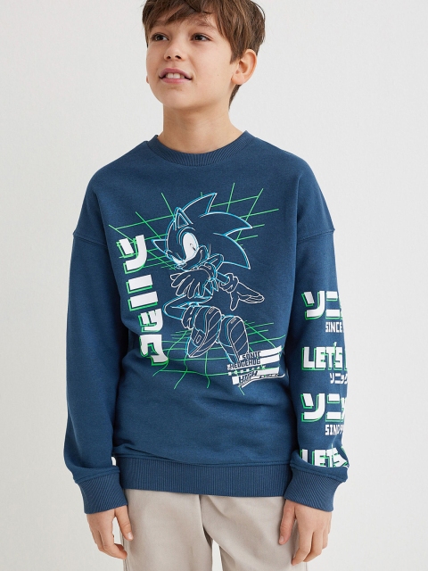 

H&M Boys Blue Oversized Printed Sweatshirt