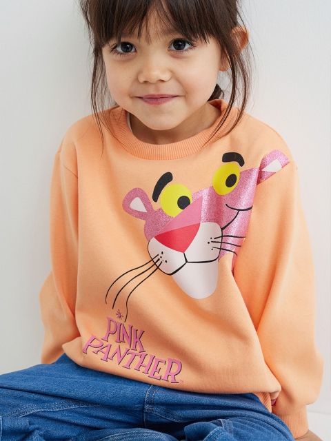 

H&M Girls Orange Pink Panther Printed Sweatshirt