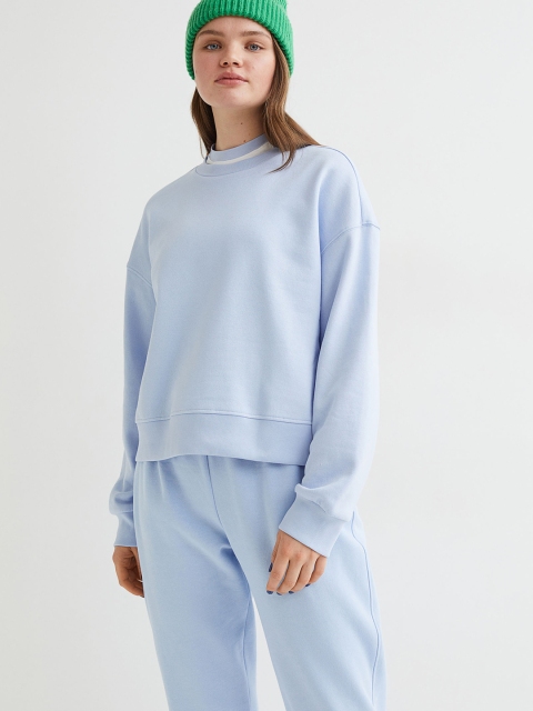 

H&M Women Blue Solid Sweatshirt