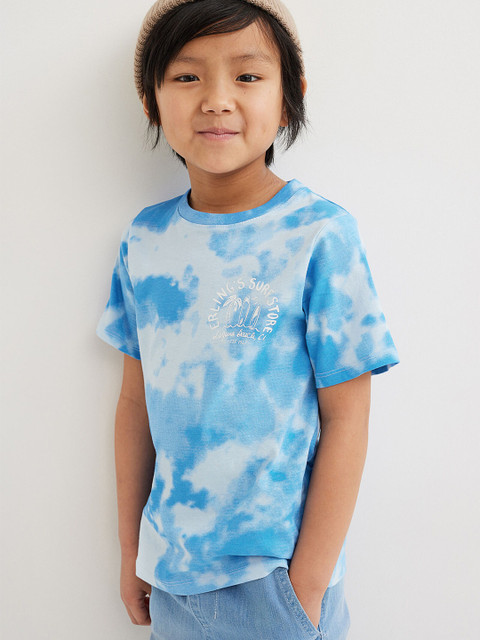 

H&M Boys Blue & White Printed Round Neck T-shirt