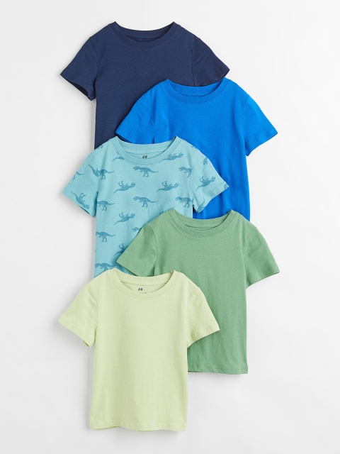 

H&M Boys 5-Pack Cotton T-Shirts, Green