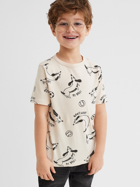 

H&M Boys Beige Printed T-shirt