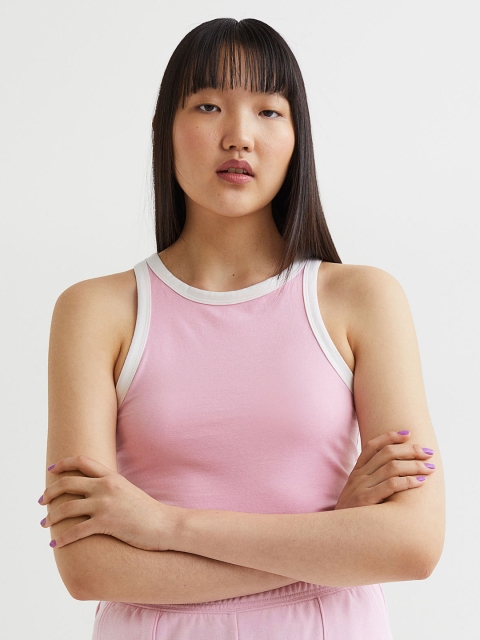 

H&M Women Pink Cotton Vest Top