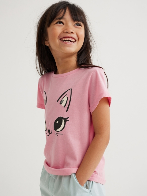 

H&M Girls Printed Jersey Top, Pink