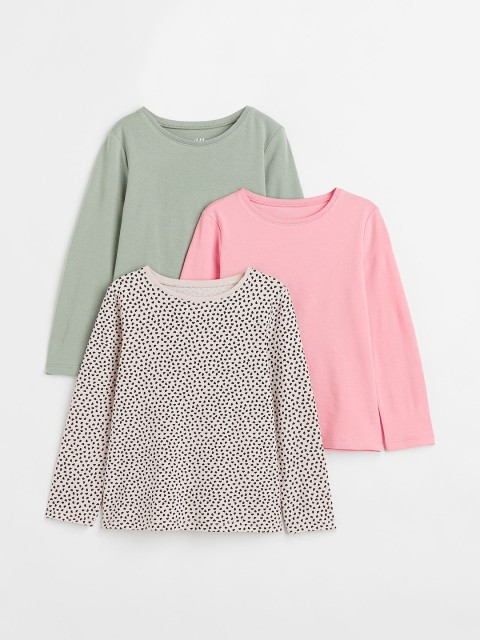

H&M Girls Green & Pink 3-Pack Long-Sleeved Tops