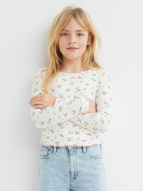 

H&M Girls White Ribbed top