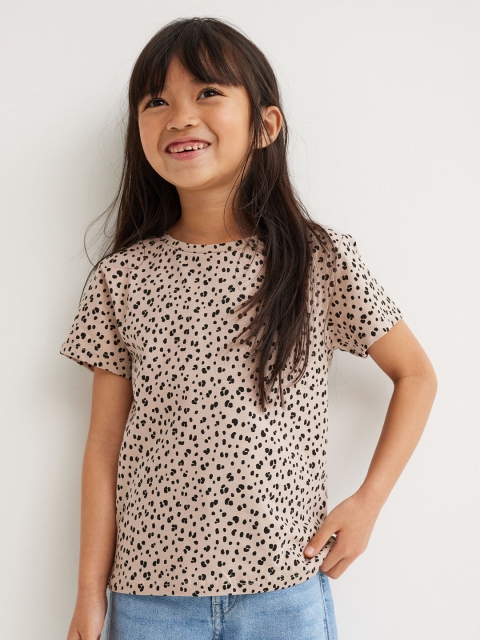 

H&M Girls Beige Printed Jersey Top