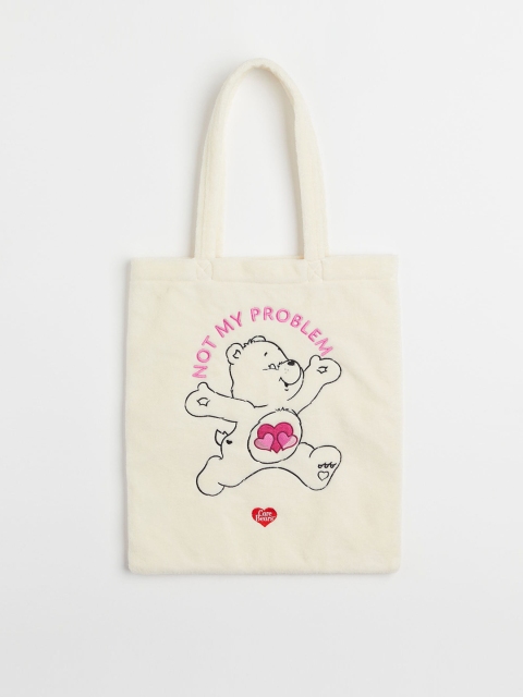 

H&M Women White Printed Fleece Shopper