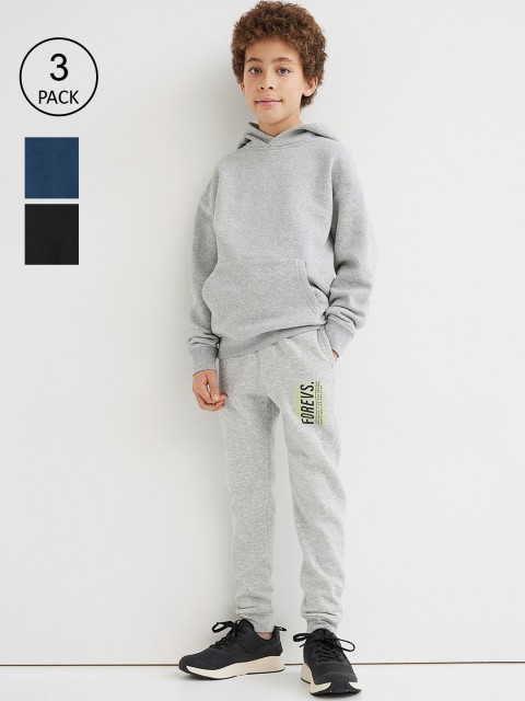 

H&M Boys Black & Grey Printed 3-Pack Joggers