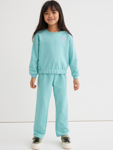 

H&M Girls Turquoise 2-piece sweatshirt set, Turquoise blue