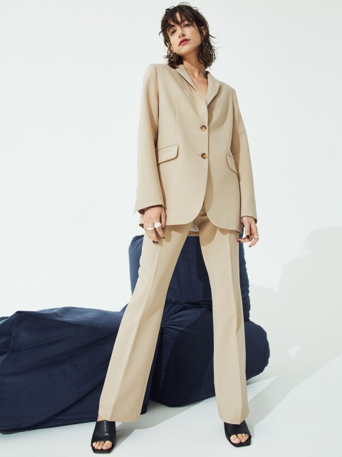 

H&M Women Beige Crease-Leg Trousers