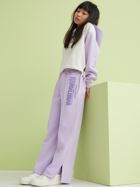 

H&M Girls Purple Straight Print-Motif Joggers