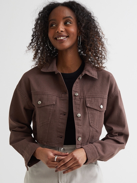 

H&M Woman Brown Cropped twill jacket