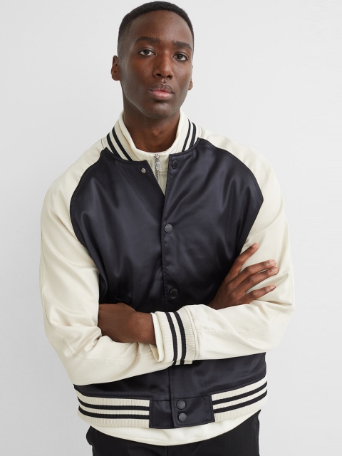 

H&M Men Black Satin Baseball Jacket