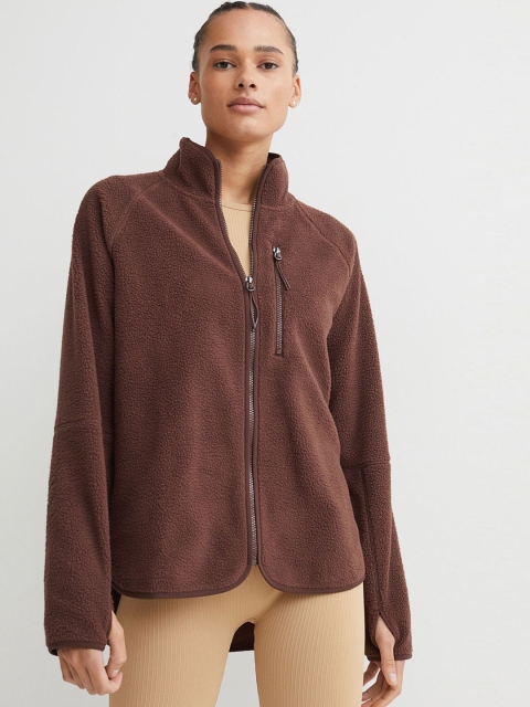 

H&M Women Brown Teddy Track Jacket