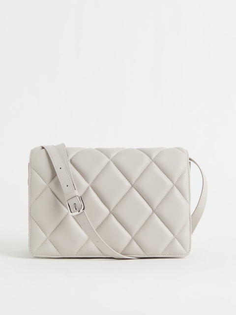 

H&M Women Grey & Beige Quilted Shoulder Bag