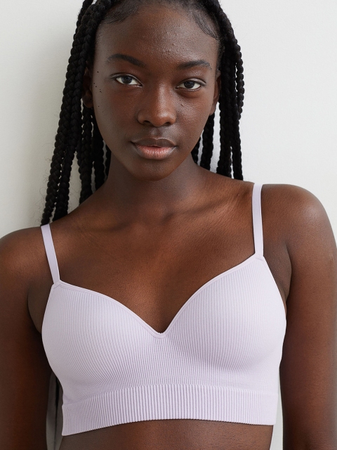 

H&M Purple Solid Non-Wired Microfibre Push-Up Bra