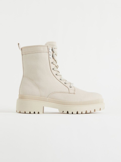 

H&M Women Beige Canvas Boots