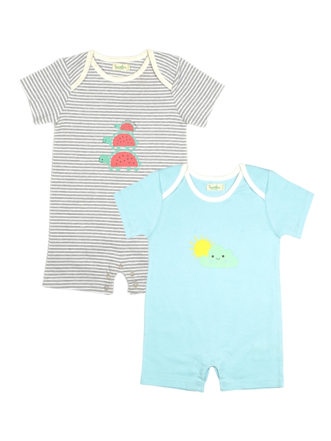 

Greendeer Grey & Blue Pack of 2 Printed Organic Half Rompers