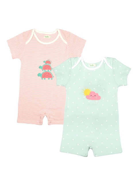 

Greendeer Infants Kids Pack of 2 Printed Pure Cotton Bodysuit, Pink