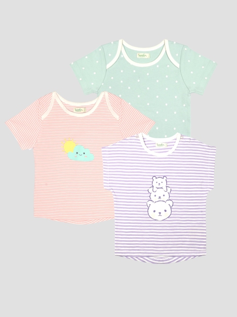 

Greendeer Kids Green & Pink Pack of 3 Printed T-shirt