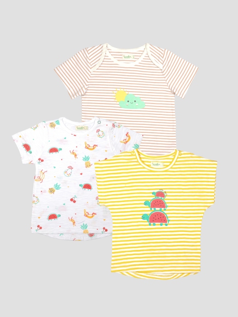 

Greendeer Kids Pack of 3 Cream-Coloured Striped T-shirt