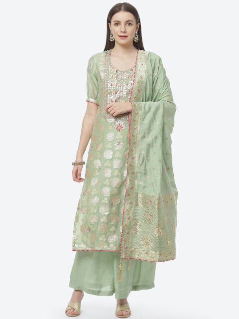 

Biba Women Green & Magenta Embroidered Unstitched Dress Material