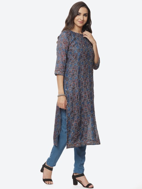 

Biba Blue & Red Printed Unstitched Dress Material