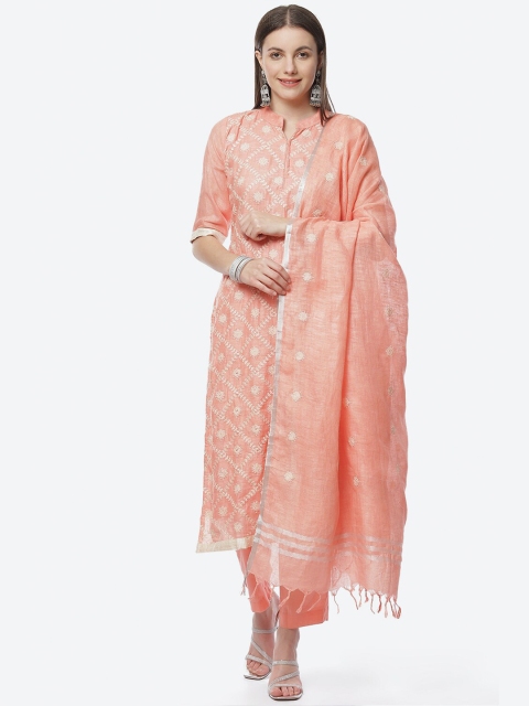 

Biba Women Pink & White Embroidered Linen Unstitched Dress Material